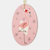 Flamingo Santa Pink Text ornament oval (Links)