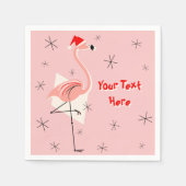 Flamingo Santa Pink Text paper napkin Servetten (Voorkant)