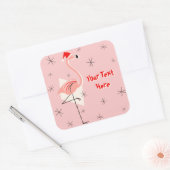 Flamingo Santa Pink Text sticker square (Envelop)