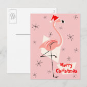 Flamingo Santa Pink Vrolijk kerstportret Feestdagenkaart (Voorkant / Achterkant)
