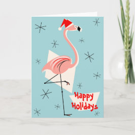 Flamingo Santa Prettige feestdagen Kaart