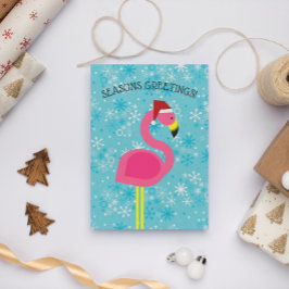 Flamingo Santa Retro Tropische Kerst Feestdagen Kaart