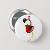 Flamingo Santa Ronde Button 5,7 Cm (Voorkant /achterkant)