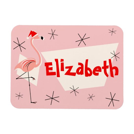 Flamingo Santa Roze Naam flexibel Magneet (Horizontaal)