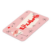 Flamingo Santa Roze Naam flexibel Magneet (Linkerzijde)