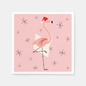 Flamingo Santa Roze papieren servet (Voorkant)