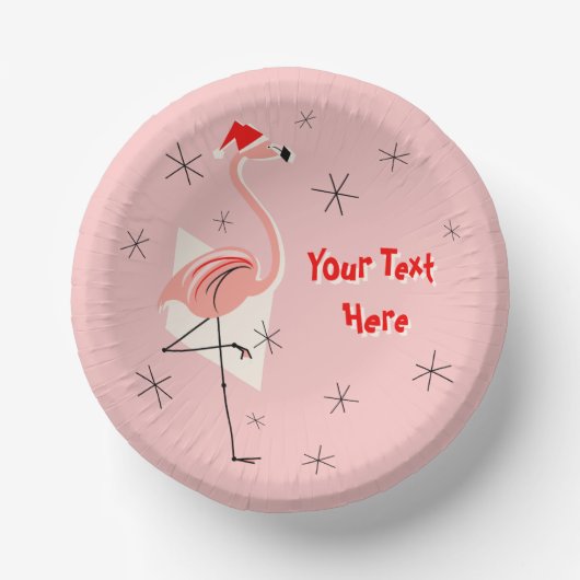 Flamingo Santa Roze Tekst Papieren Kommen (Voorkant)