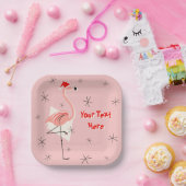 Flamingo Santa Roze Tekst vierkant papier bord (Feest)