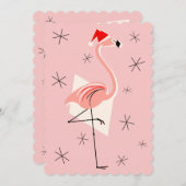 Flamingo Santa Roze uitnodiging portret (Voorkant / Achterkant)
