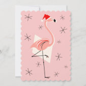 Flamingo Santa Roze uitnodiging portret (Voorkant)