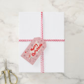 Flamingo Santa Roze Vrolijk kerstcadeau labels Cadeaulabel (Met Touw)