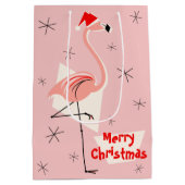 Flamingo Santa Roze Vrolijk Kerstmis medium Medium Cadeauzakje (Achterkant)