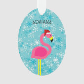Flamingo Santa Turquoise Tropische Kerstmis Ornament (voorkant)