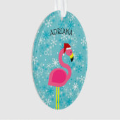 Flamingo Santa Turquoise Tropische Kerstmis Ornament (voorkant)