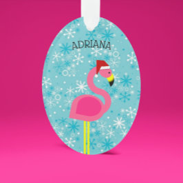 Flamingo Santa Turquoise Tropische Kerstmis Ornament