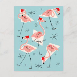 Flamingo Santas Blauw briefkaart