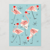 Flamingo Santas Blauw briefkaart (Voorkant)