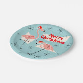 Flamingo Santas Blauw Vrolijk kerstpapier bord (Gekanteld)