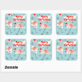 Flamingo Santas Blauw Vrolijk kerstplein Vierkante Sticker (Vel)