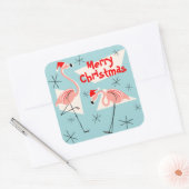 Flamingo Santas Blauw Vrolijk kerstplein Vierkante Sticker (Envelop)