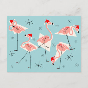 Flamingo Santas Blue briefkaart