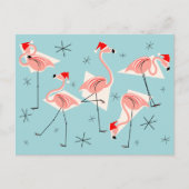 Flamingo Santas Blue briefkaart (Voorkant)