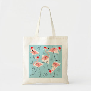 Flamingo Santas Blue canvas tas