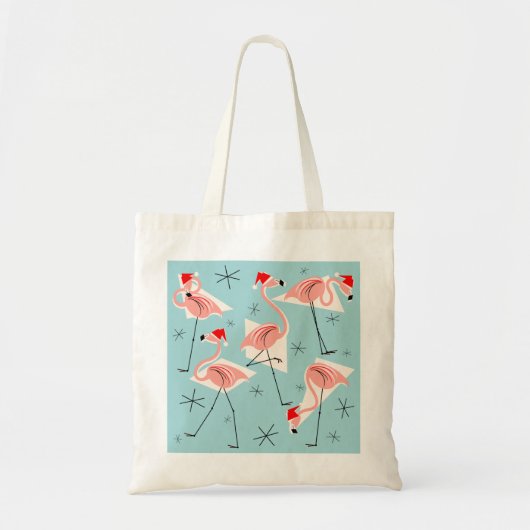 Flamingo Santas Blue canvas tas (Voorkant)