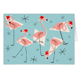 Flamingo Santas Blue Merry Horizontale Kerstmis