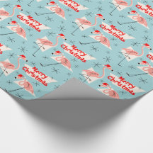 Flamingo Santas Blue Merry Kerstmis