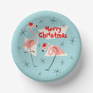 Flamingo Santas Blue Merry Kerstmis Papieren Kommen