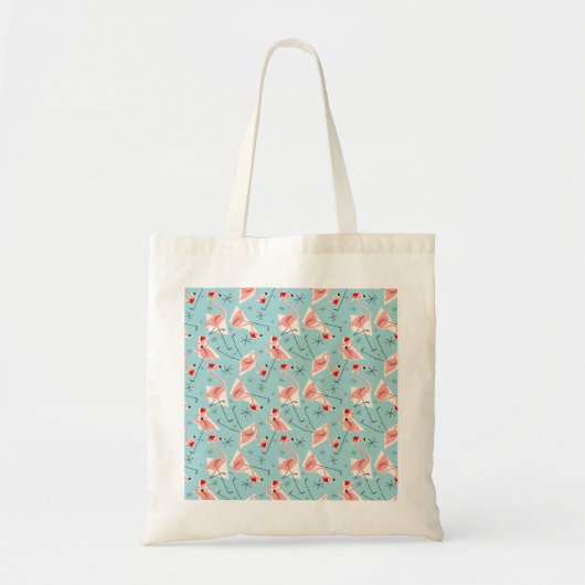 Flamingo Santas Blue Multi canvas tas (Voorkant)