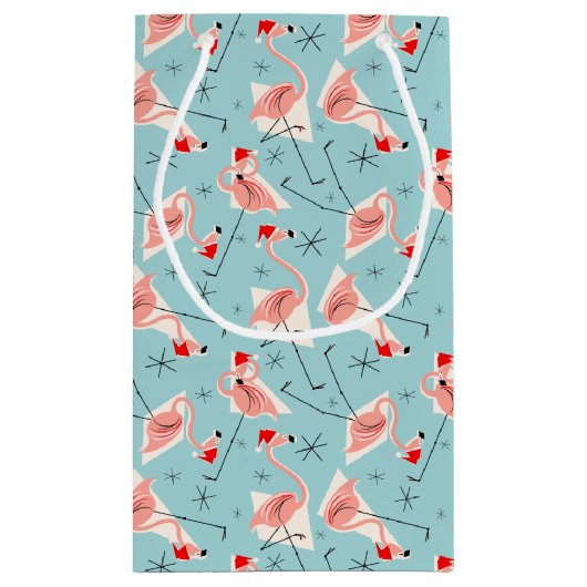 Flamingo Santas Blue Multi gift klein Cadeauzakje (Achterkant)
