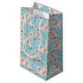 Flamingo Santas Blue Multi gift klein Cadeauzakje (Voorkant Gekanteld)