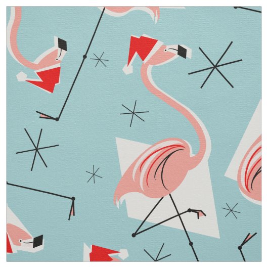 Flamingo Santas Blue Multi large patroonstof Stof (Swatch)