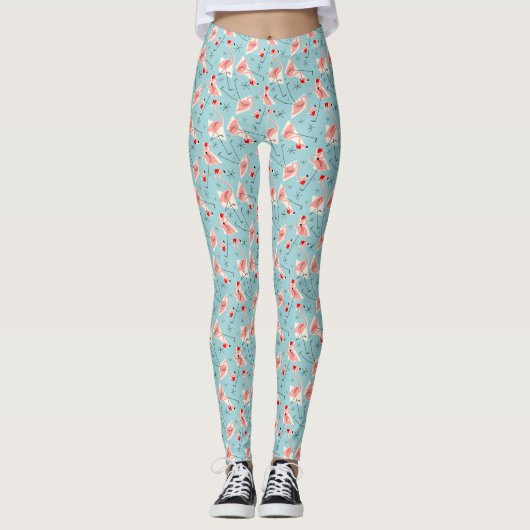 Flamingo Santas Blue Multi-leggings Leggings (Voorkant)