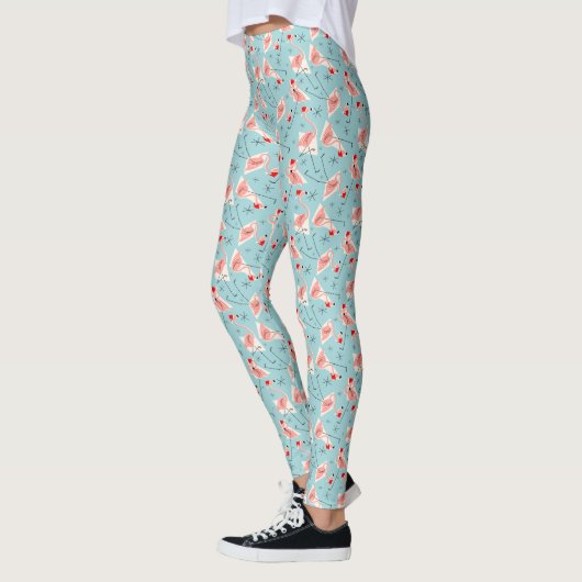 Flamingo Santas Blue Multi-leggings Leggings (Links)
