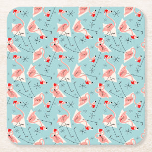 Flamingo Santas Blue Multi onderzetters Square