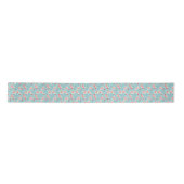Flamingo Santas Blue Multi ribbon satin Satijnen Lint (Voorkant)