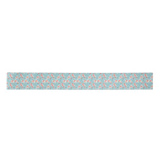 Flamingo Santas Blue Multi ribbon satin Satijnen Lint (Voorkant)