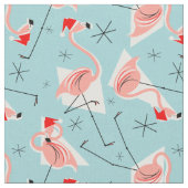 Flamingo Santas Blue Multi small patroonstof Stof (Close Up)