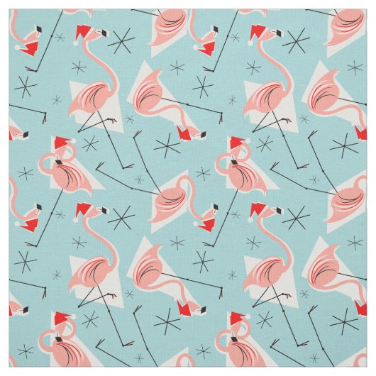 Flamingo Santas Blue Multi small patroonstof Stof (Swatch)