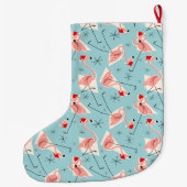 Flamingo Santas Blue Multi stocking Grote Kerstsok (Achterkant)