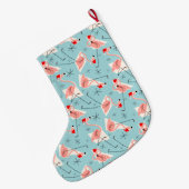 Flamingo Santas Blue Multi stocking Grote Kerstsok (Achterkant (Hangend))