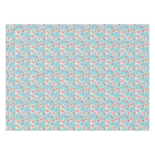 Flamingo Santas Blue Multi tablecloth Tafelkleed (Voorkant (Horizontaal))