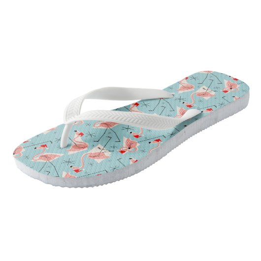 Flamingo Santas Blue Multi teenslippers (Schuin)