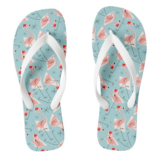 Flamingo Santas Blue Multi teenslippers (Voetbed)