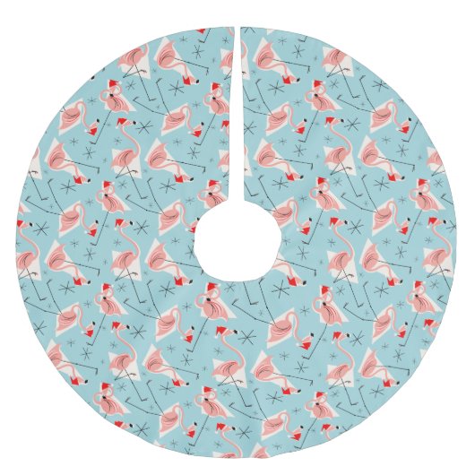Flamingo Santas Blue Multi-tree skirt Kerstboom Rok (Voorkant)