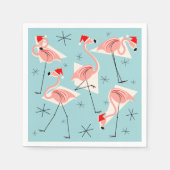 Flamingo Santas Blue paper napkin Servetten (Voorkant)
