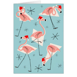 Flamingo Santas Blue Prettige feestdagen blue